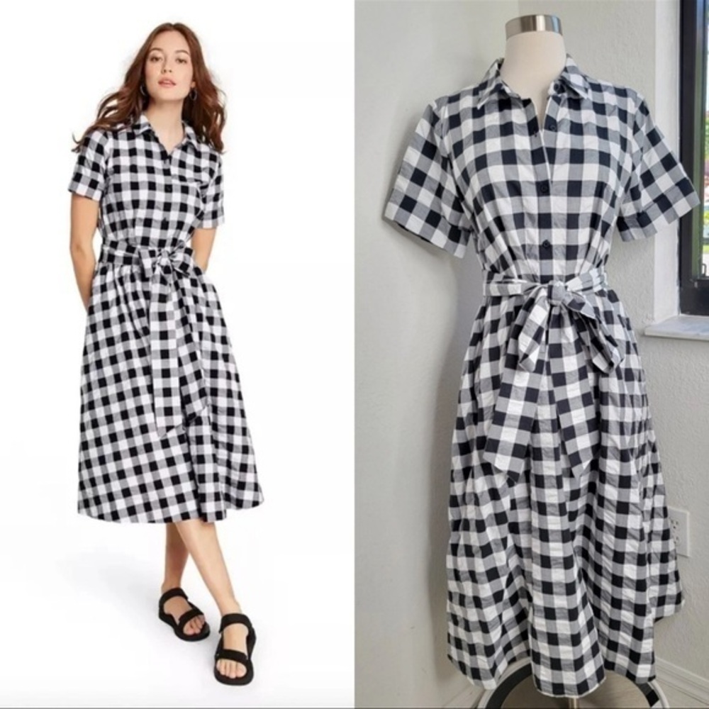 LISA MARIE FERNANDEZ  Gingham Button-Front Shirtdress M.